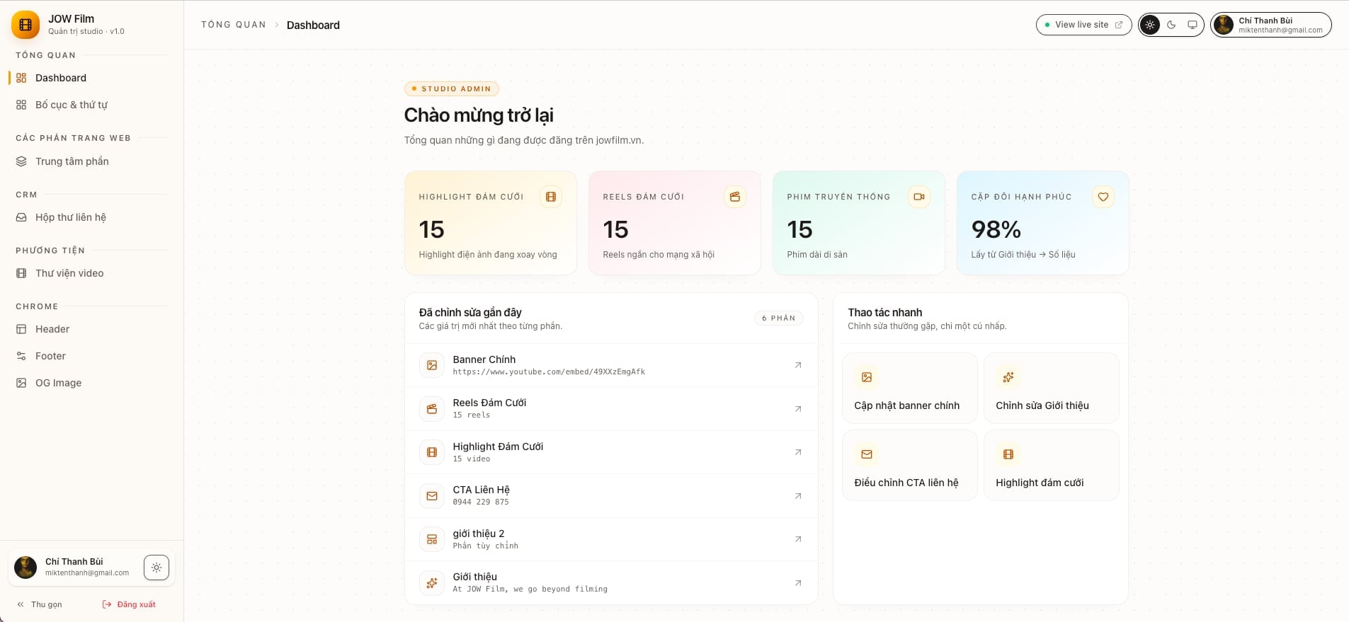 ADMIN JOW FILM - Video & Content CMS